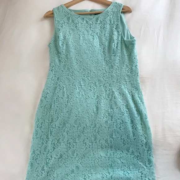 Ralph Lauren Mint Floral Lace Sheath Dress Size 12 - Picture 2 of 9